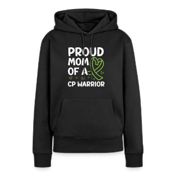 Fière maman d’une mère de paralysie cérébrale guerrière CP - Sweat à capuche Premium bio Femme - noir - Devant - Julia (174cm)