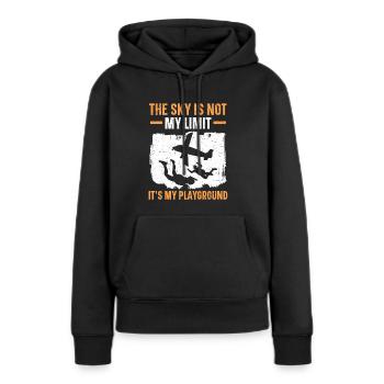 Der Himmel ist nicht meine Grenze, es ist mein Spielplatz - Frauen Premium Bio Hoodie - Schwarz - Vorne - Julia (174cm)