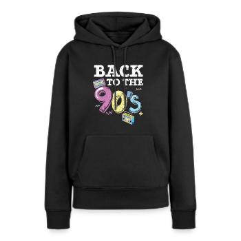 Zurück zur 90er Jahre 1990 Vintage Nineties Party - Frauen Premium Bio Hoodie - Schwarz - Vorne - Julia (174cm)