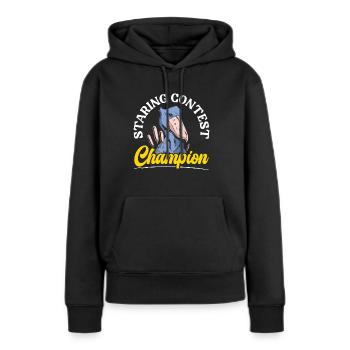 Staring Contest Champion Schuhschnabel-Storchvogel - Frauen Premium Bio Hoodie - Schwarz - Vorne - Julia (174cm)