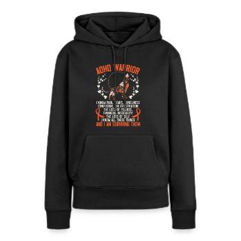 Guerrier TDAH Embrasser neurodiversité Conscience du TDAH - Sweat à capuche Premium bio Femme - noir - Devant - Julia (174cm)