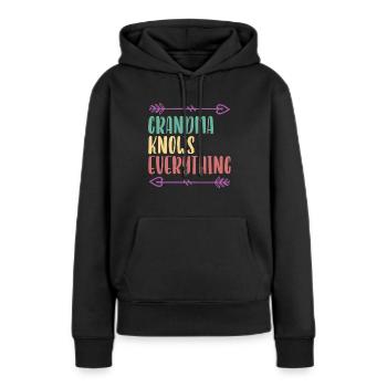 Oma weiß alles Großmutter Großmutter - Frauen Premium Bio Hoodie - Schwarz - Vorne - Julia (174cm)
