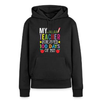 Mon professeur a survécu à 100 jours de mon élève élève - Sweat à capuche Premium bio Femme - noir - Devant - Julia (174cm)