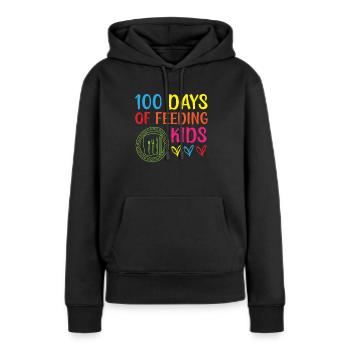 100 jours d’alimentation des enfants Déjeuner Lady School Cantine - Sweat à capuche Premium bio Femme - noir - Devant - Julia (174cm)