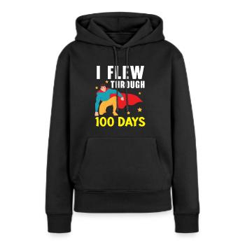 J’ai volé à travers 100 jours d’élève enseignant - Sweat à capuche Premium bio Femme - noir - Devant - Julia (174cm)