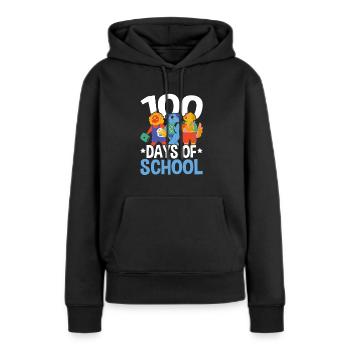 Joyeux 100e jour d’école enseignant élève éducateur - Sweat à capuche Premium bio Femme - noir - Devant - Julia (174cm)