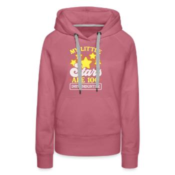 Meine kleinen Sterne 100 Tage heller Lehrer Schüler - Frauen Premium Bio Hoodie - Malve - Vorne - Isabella (175cm)