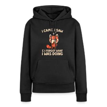 Ich kam, sah und vergaß, was ich tat - Frauen Premium Bio Hoodie - Schwarz - Vorne - Julia (174cm)