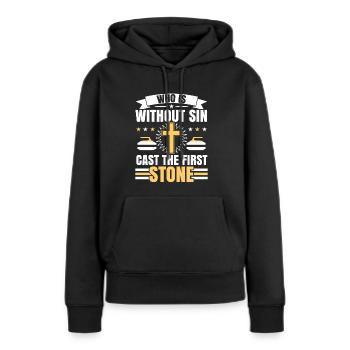 Wer ist ohne Sünde Cast Der erste Stein Curling - Frauen Premium Bio Hoodie - Schwarz - Vorne - Julia (174cm)