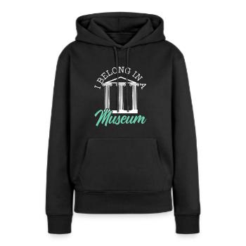 J’appartiens à un amoureux du musée Conservateur de musée - Sweat à capuche Premium bio Femme - noir - Devant - Julia (174cm)