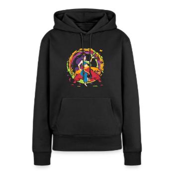 Radha Krishna Hindouisme Hindu Holi Festival - Sweat à capuche Premium bio Femme - noir - Devant - Julia (174cm)