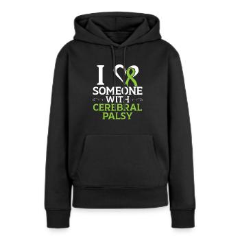 J’aime quelqu’un avec la paralysie cérébrale Warrior - Sweat à capuche Premium bio Femme - noir - Devant - Julia (174cm)