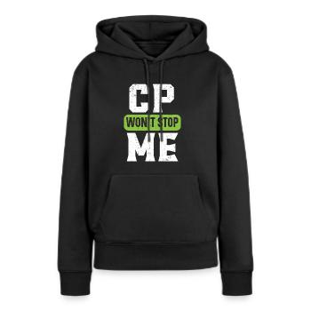 Ruban de sensibilisation à la paralysie cérébrale Le CP ne m’arrêtera pas - Sweat à capuche Premium bio Femme - noir - Devant - Julia (174cm)