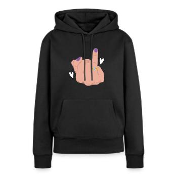 Mariage le jour du mariage des mariés Mariage juste marié - Sweat à capuche Premium bio Femme - noir - Devant - Julia (174cm)