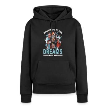 Journée des Amérindiens autochtones - Sweat à capuche Premium bio Femme - noir - Devant - Julia (174cm)