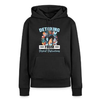 Digital Detox Mobile Phone Fasting Go Offline - Sweat à capuche Premium bio Femme - noir - Devant - Julia (174cm)