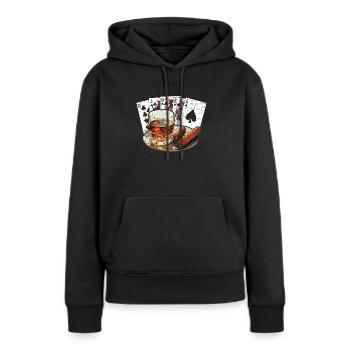 Fumer le cigare Fumée de tabac Cigare fumeur de cigarette - Sweat à capuche Premium bio Femme - noir - Devant - Julia (174cm)