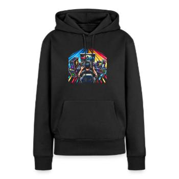 Speedrunning Joueur de jeux vidéo Gamer Gaming - Sweat à capuche Premium bio Femme - noir - Devant - Julia (174cm)