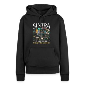 Sintra Portugal Voyage Vacances Pays Portugais - Sweat à capuche Premium bio Femme - noir - Devant - Julia (174cm)