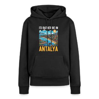 Antalya Türkei Reisen Urlaub Ich liebe die Türkei - Frauen Premium Bio Hoodie - Schwarz - Vorne - Julia (174cm)