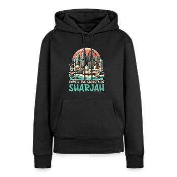 Sharjah Émirats arabes unis Voyage vacances Émirats arabes unis - Sweat à capuche Premium bio Femme - noir - Devant - Julia (174cm)