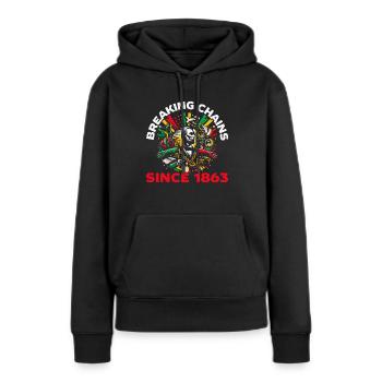 Proclamation d’émancipation African Juneteenth - Sweat à capuche Premium bio Femme - noir - Devant - Julia (174cm)