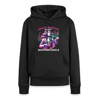 Ukulélé Professeur Instrument Ukulélé Joueur Uke - Sweat à capuche Premium bio Femme - noir - Devant - Julia (174cm)