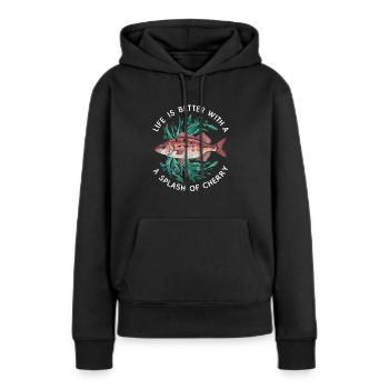 Cerise, Barbe, Poisson, Aquarium, Eau douce, Aquariophilie, - Sweat à capuche Premium bio Femme - noir - Devant - Julia (174cm)