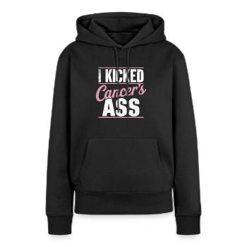 Ruban de sensibilisation au cancer du sein pour les survivantes du cancer - Sweat à capuche Premium bio Femme - noir - Devant - Julia (174cm)