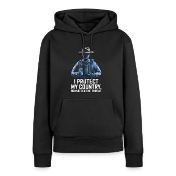 Emplois d’agent des douanes et de la protection des frontières dans les aéroports - Sweat à capuche Premium bio Femme - noir - Devant - Julia (174cm)