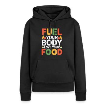 Gesunde Essgewohnheiten für Kinder Essen Sie grün - Frauen Premium Bio Hoodie - Schwarz - Vorne - Julia (174cm)