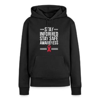 Sensibilisation aux IST Infections transmissibles sexuellement - Sweat à capuche Premium bio Femme - noir - Devant - Julia (174cm)