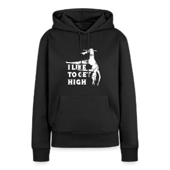 Circus Graphic I Like To Get High Gifts - Frauen Premium Bio Hoodie - Schwarz - Vorne - Julia (174cm)