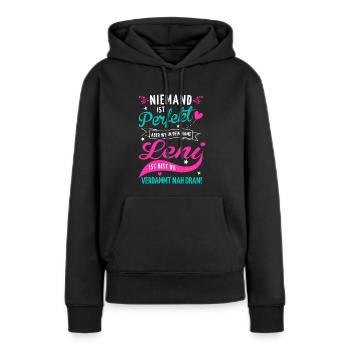 Niemand ist perfekt aber wenn dein Name Leni ist - Frauen Premium Bio Hoodie - Schwarz - Vorne - Julia (174cm)