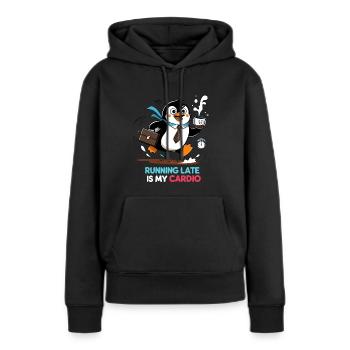 Running Late – Funny Penguin - Women’s Premium Organic Hoodie - black - Front - Julia (174cm)
