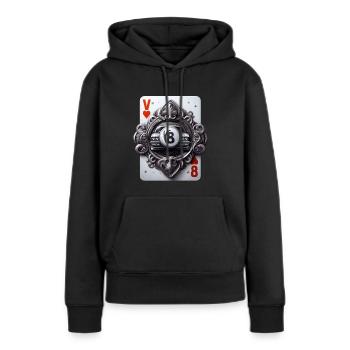 V8 - Sweat à capuche Premium bio Femme - noir - Devant - Julia (174cm)