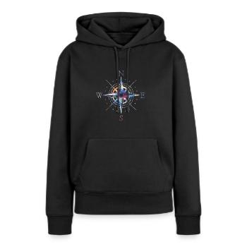 Kompass Segeln Segelboot Segelschiff Geschenk - Frauen Premium Bio Hoodie - Schwarz - Vorne - Julia (174cm)