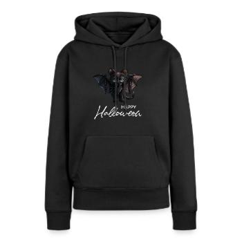 Joyeux Halloween Slogan Mignon Vampire Chat Noir - Sweat à capuche Premium bio Femme - noir - Devant - Julia (174cm)