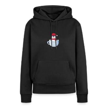 Pingouin au cacao - Sweat à capuche Premium bio Femme - noir - Devant - Julia (174cm)