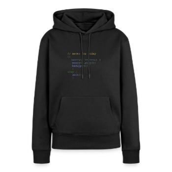 php code don' t worry be happy nerdshirt - Women’s Premium Organic Hoodie - black - Front - Julia (174cm)