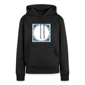 Texte propre de la tuile vide - Delft Blue - Sweat à capuche Premium bio Femme - noir - Devant - Julia (174cm)
