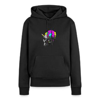 SKULL ART PSYCHE - Sweat à capuche Premium bio Femme - noir - Devant - Julia (174cm)