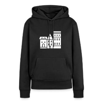 trois bâtiments - Sweat à capuche Premium bio Femme - noir - Devant - Julia (174cm)