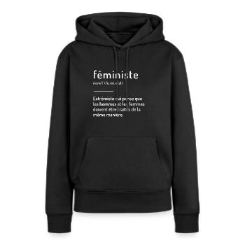 Féministe Définition Dictionnaire Ironique - Sweat à capuche Premium bio Femme - noir - Devant - Julia (174cm)