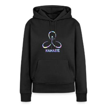 NAMASTÉ - Sweat à capuche Premium bio Femme - noir - Devant - Julia (174cm)
