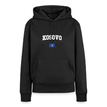 KOSOVO - Sweat à capuche Premium bio Femme - noir - Devant - Julia (174cm)