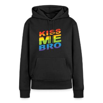 Kiss Me Bro - Frauen Premium Bio Hoodie - Schwarz - Vorne - Julia (174cm)