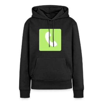 Appel repondre - Sweat à capuche Premium bio Femme - noir - Devant - Julia (174cm)