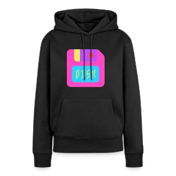 Disque - Sweat à capuche Premium bio Femme - noir - Devant - Julia (174cm)