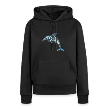 Blue Ocean Watercolour Dolphin - Women’s Premium Organic Hoodie - black - Front - Julia (174cm)